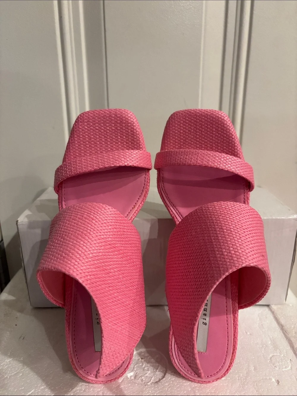 Gianni Bini pink Sculpted Heel Slide Sandals - Women